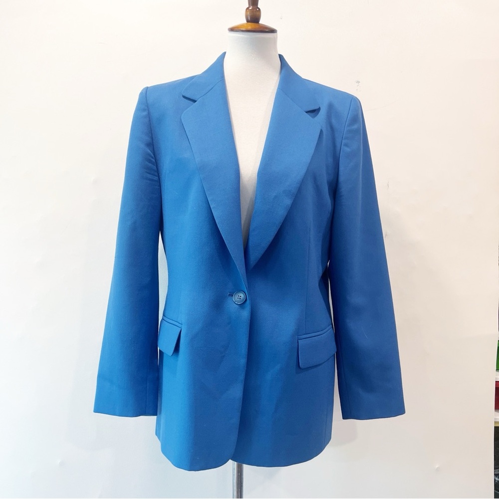 Vintage Pendleton Blazer Jacket Size 10 Turquoise Notch Collar Virgin Wool